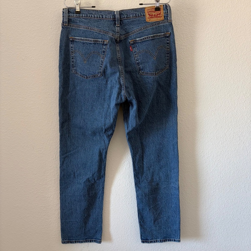 Levi's 501 Org Fit Jeans Mens Medium Blue Straight Leg Button Fly Denim W32 L29 - Picture 7 of 9